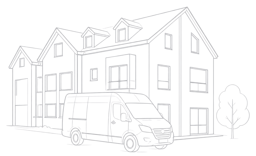 hand drawn van and house